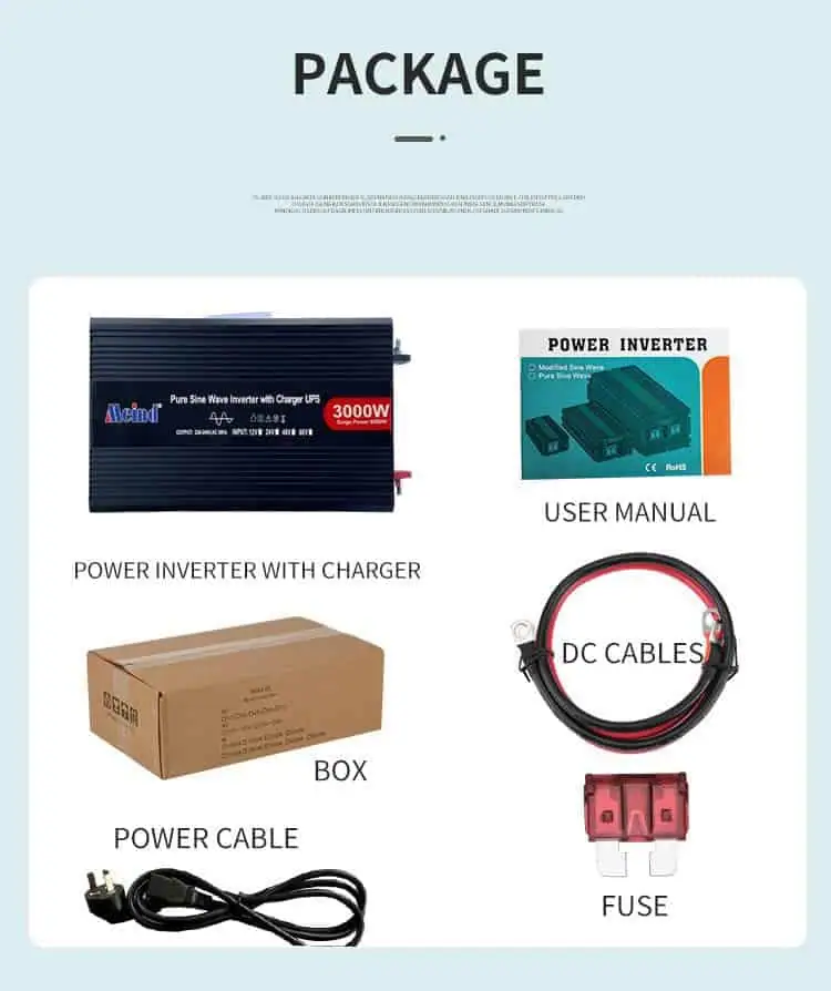 DC 12V/24V to AC 110V/220V Pure Sine Wave 3000 Watt Inverter with Charger UPS LCD Display detail 8