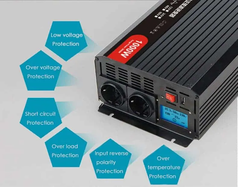 1000W DC 12V/24V/48V to AC 110V/220V Pure Sine Wave Power Inverter with LCD Display view 4