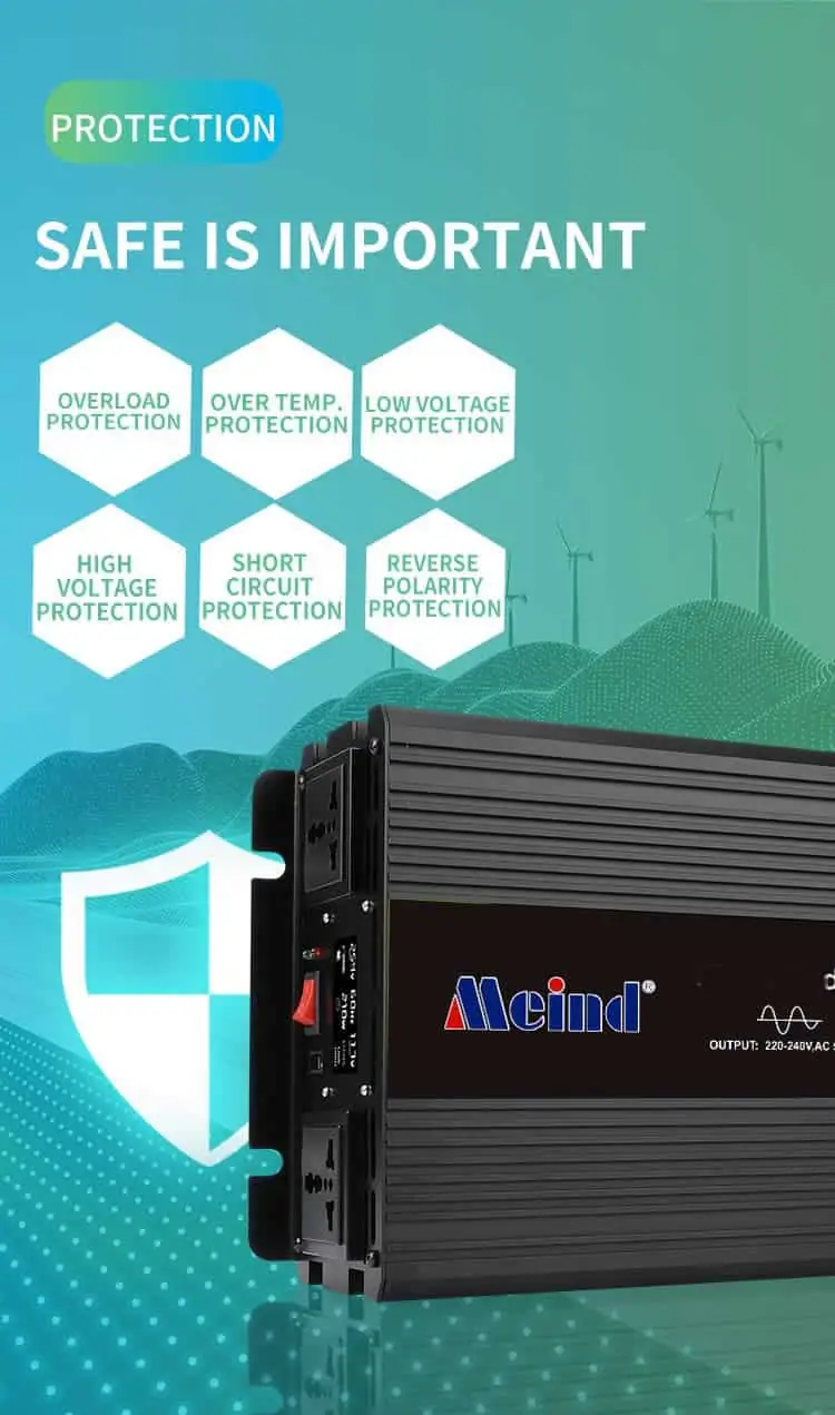 2000W DC 12V/24V/48V to AC 110V/220V Modified Sine Wave Peak 4000W Power Inverter with LCD Display detail 4