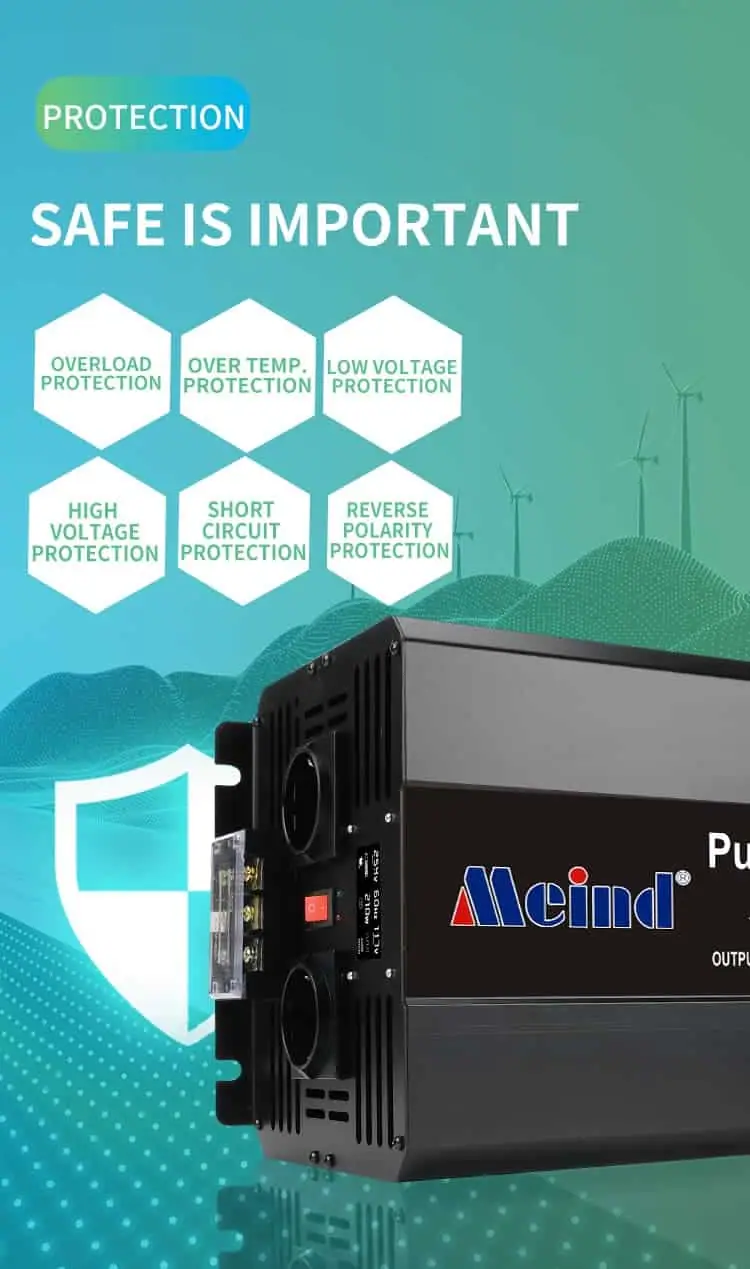 6000W DC 12V/24V/48V to AC 110V/220V Pure Sine Wave Power Inverter for Home with LCD Display detail 4