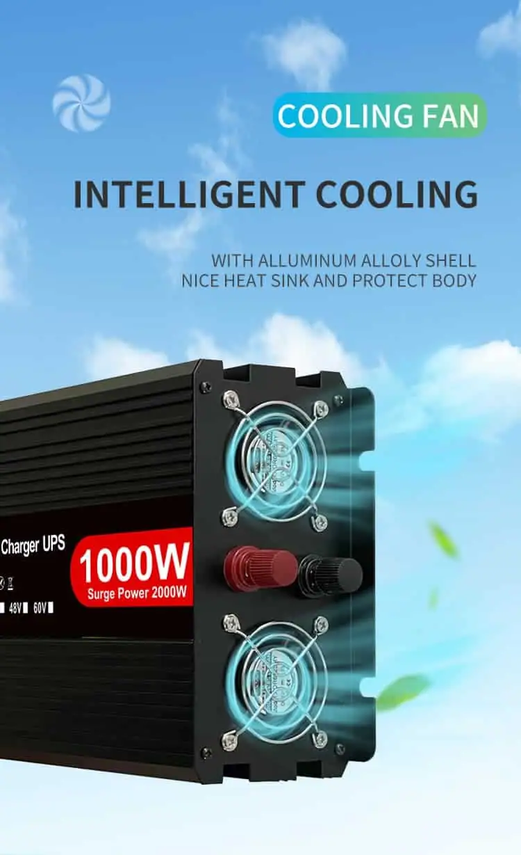 DC 12V/24V to AC 110V/220V Pure Sine Wave 1000W Power Inverter with Charger&UPS LCD Display detail 5