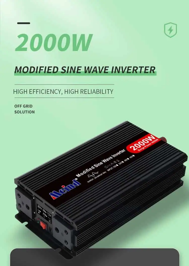2000W DC 12V/24V/48V to AC 110V/220V Modified Sine Wave Peak 4000W Power Inverter with LCD Display detail 1