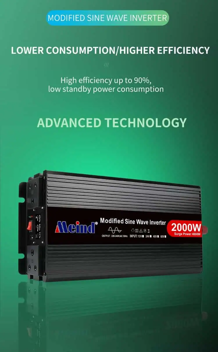 2000W DC 12V/24V/48V to AC 110V/220V Modified Sine Wave Peak 4000W Power Inverter with LCD Display detail 3