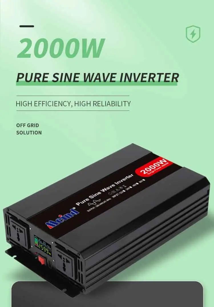 2000W DC 12V/24V/48V to AC 110V/220V Pure Sine Wave Power Inverter for Home with LCD Display detail 1