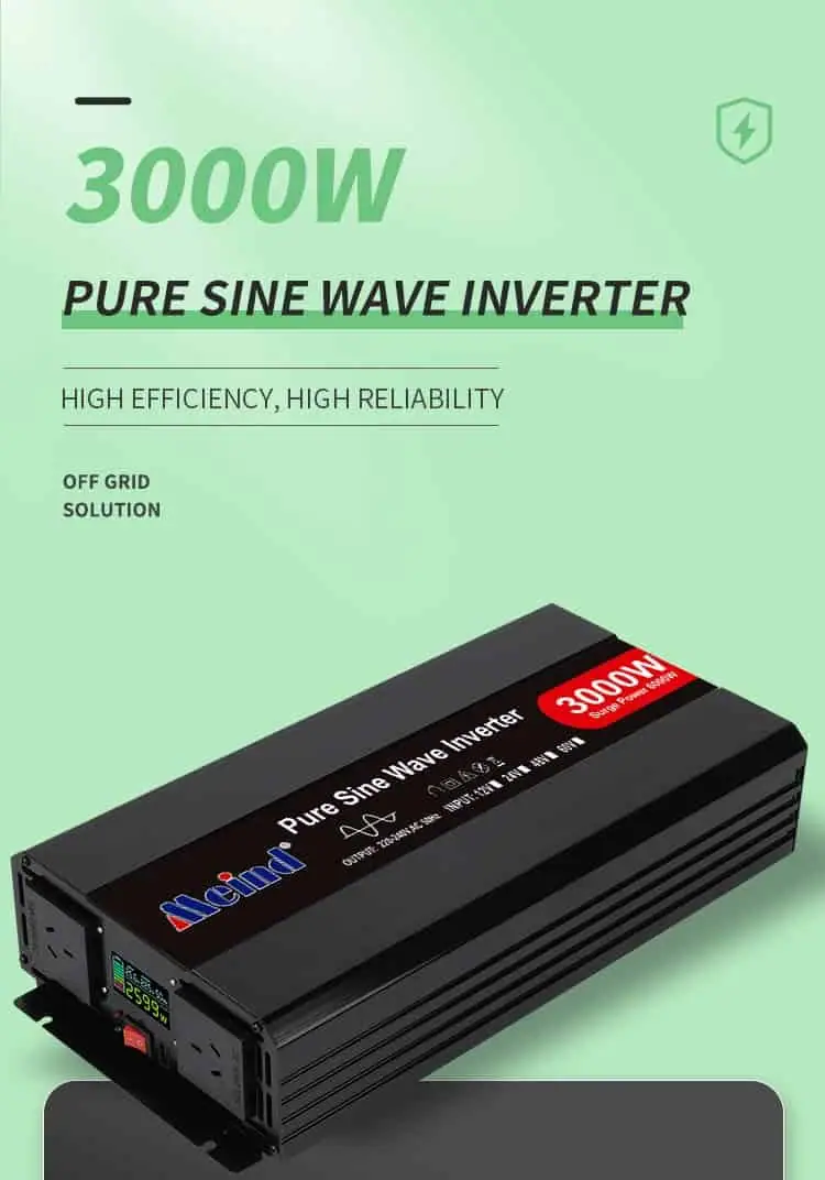 3000W DC12V/24V/48V to AC 110V/220V Pure Sine Wave Power Inverter for Home with LCD Display detail 1