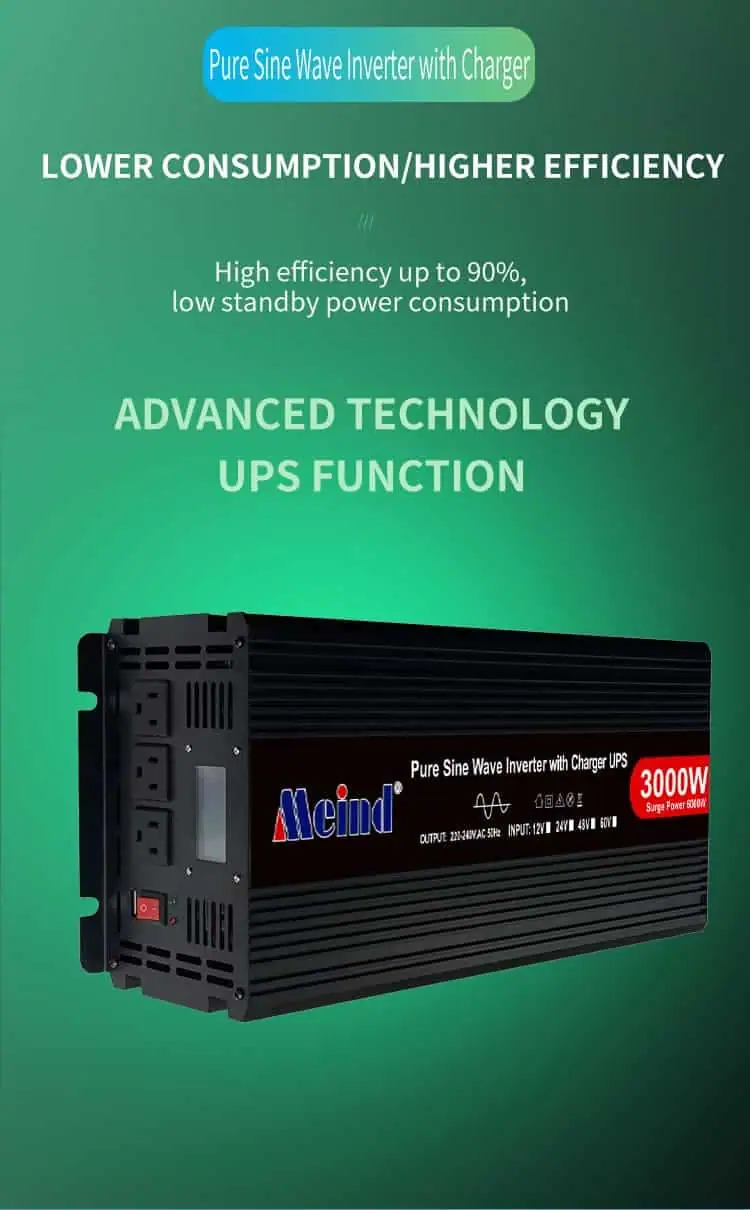 DC 12V/24V to AC 110V/220V Pure Sine Wave 3000 Watt Inverter with Charger UPS LCD Display detail 3