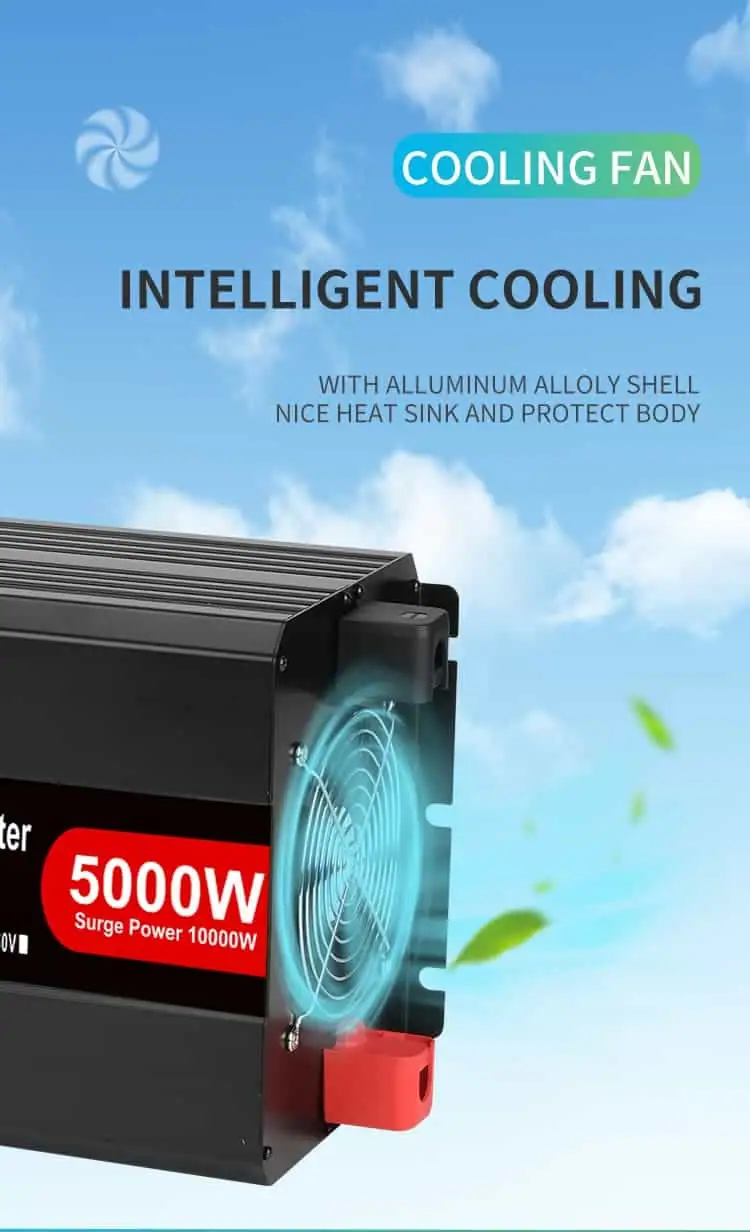 5000W DC12V/24V/48V to AC 110V/220V Modified Sine Wave Power Inverter with LCD Display detail 5