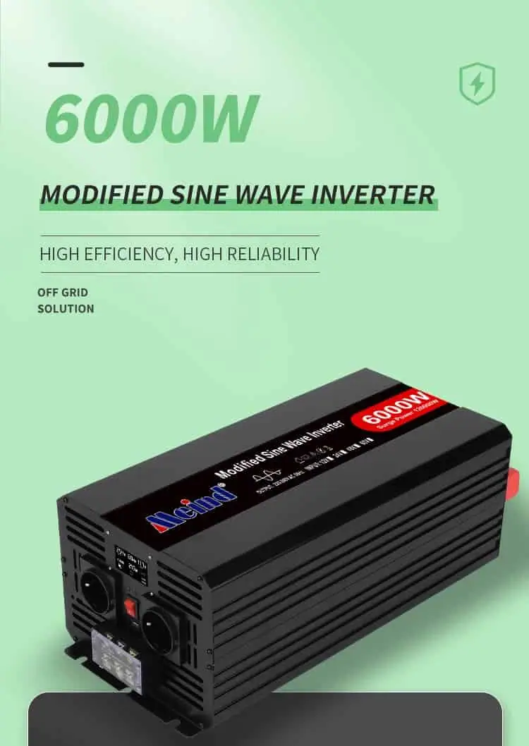 6000 Watt Inverter DC 12V/24V/48V to AC 110V/220V Modified Sine Wave with LCD Display detail 1