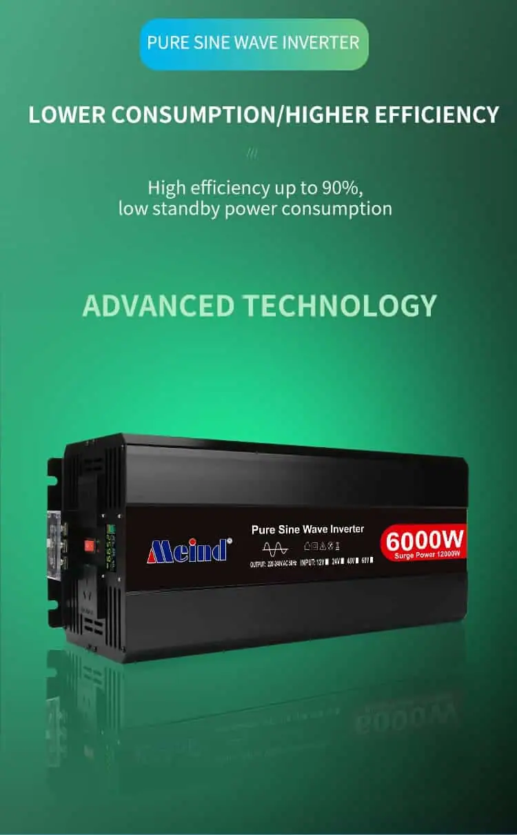 6000W DC 12V/24V/48V to AC 110V/220V Pure Sine Wave Power Inverter for Home with LCD Display detail 3