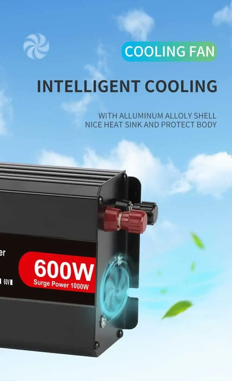 600 Watt Inverter Pure Sine Wave DC 12V/24V/48V to AC 110V/220V detail 4