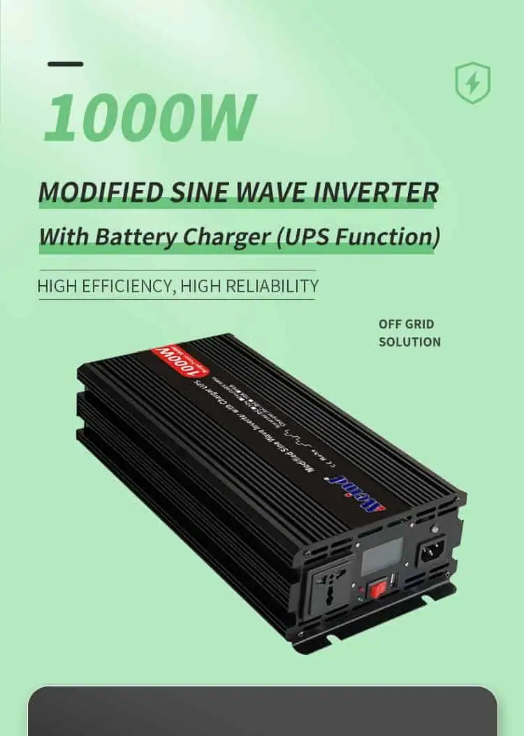 DC 12V/24V to AC 110V/220V Modified Sine Wave 1000W Power Inverter with Charger&UPS LCD Display detail 1