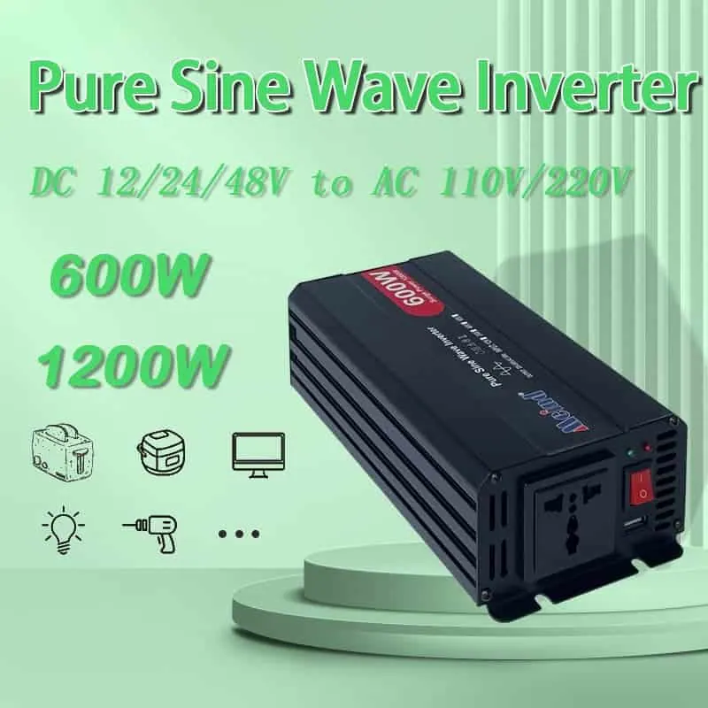 600-Watt-Wechselrichter, reine Sinuswelle, DC 12 V/24 V/48 V auf AC 110 V/220 V
