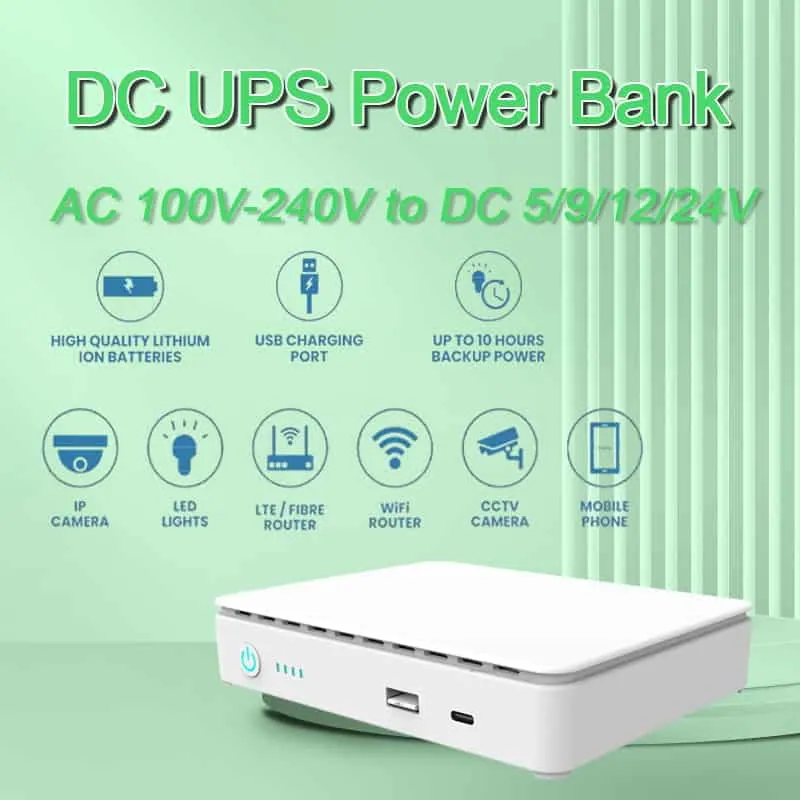 10400/15600mAh 35W Mini DC UPS Power Bank Backup Power com bateria de lítio USB TYPE-C POE para roteadores WiFi