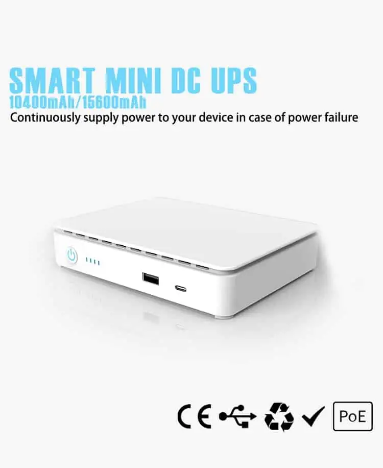 10400/15600 مللي أمبير 35 واط تيار مستمر صغير UPS قوة البنك احتياطية الطاقة مع بطارية ليثيوم USB TYPE-C POE لأجهزة التوجيه واي فاي التفاصيل 1