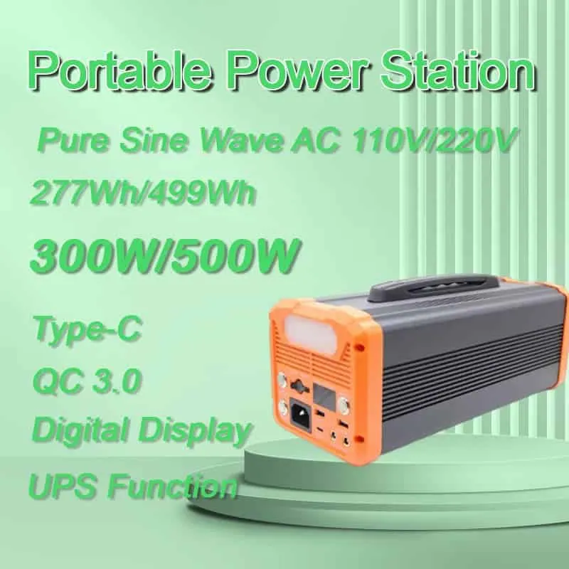 300W/500W UPS 발전소 Type-C LED 조명이 장착된 휴대용 태양광 전원 공급 장치 충전식 발전기
