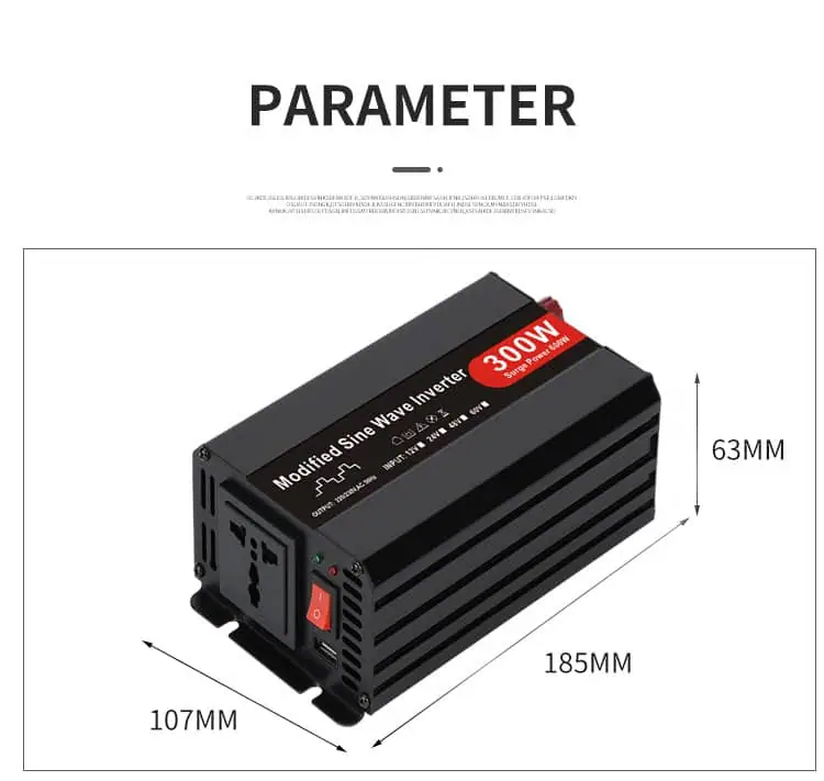 300W DC 12V/24V to AC 110V/220V Modified Sine Wave Peak 600W Power Inverter detail 4