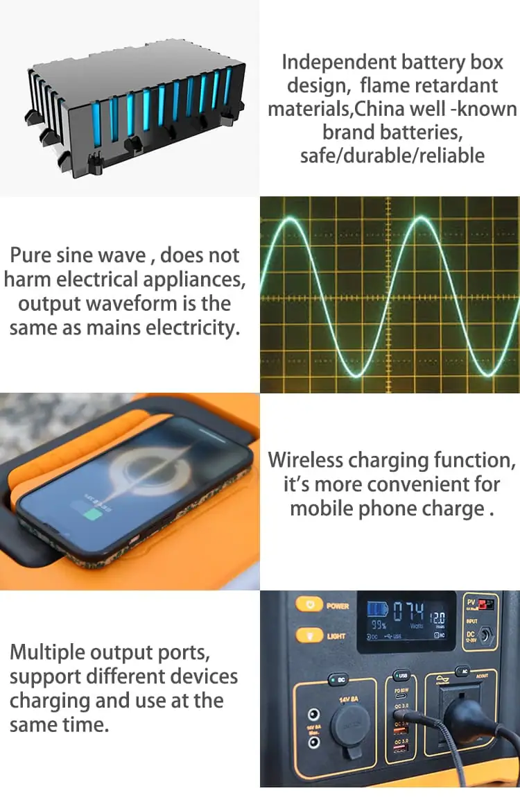 300W Pure Sine Wave Portable Power Station Solar Power Supply for Outdoors Camping Travel Hunting Emergency detail 3