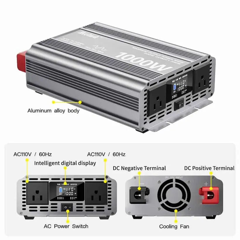 1000W DC 12V/24V/48V to AC 110V/220V Pure Sine Wave Power Inverter with LCD Display detail 8