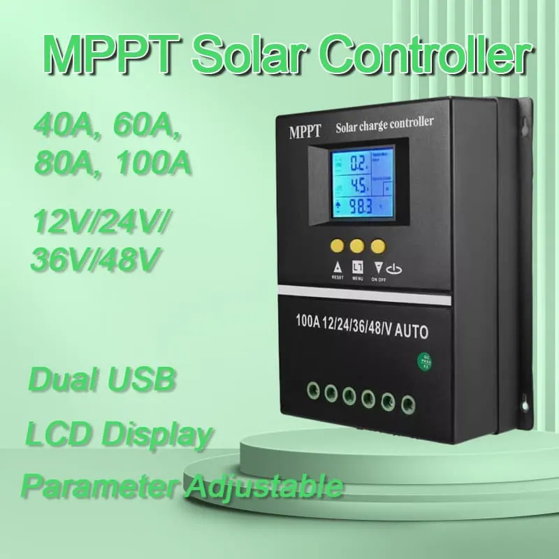 60A/80A/100A MPPT Solar Panel Laderegler Regler 12V/24V/36V/48V DC Dual-USB