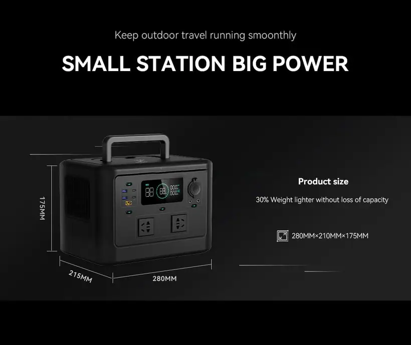 Портативная электростанция мощностью 600 Вт с аккумулятором LiFePO4 TYPE-C, солнечный генератор с беспроводной зарядкой, деталь 7