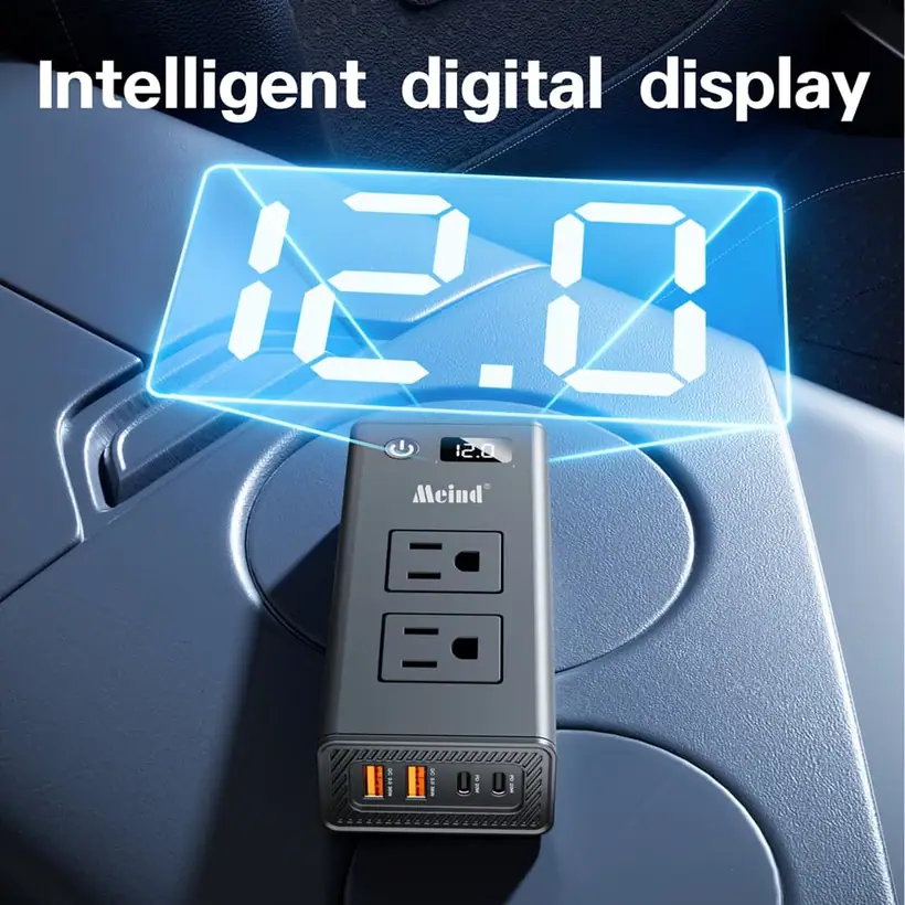 200W DC 12V to AC 220 110V Car Inverter 4 USB Output QC3.0 PD Fast Charging Voltage Inverter for Cars detail 3