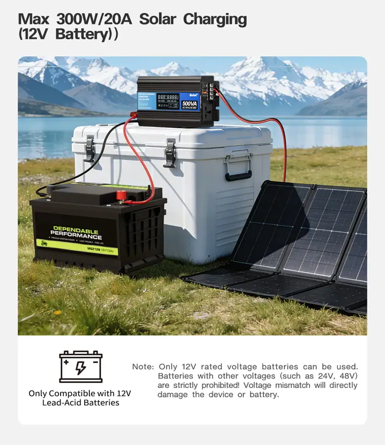 500W DC 12V/24V to AC 110V/220V Peak 1000W Off-Grid Solar Inverter detail 5