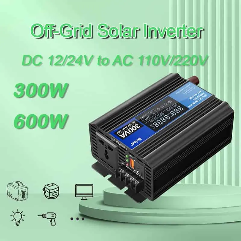 300W DC 12V/24V ~ AC 110V/220V ピーク 600W オフグリッドソーラーインバーター