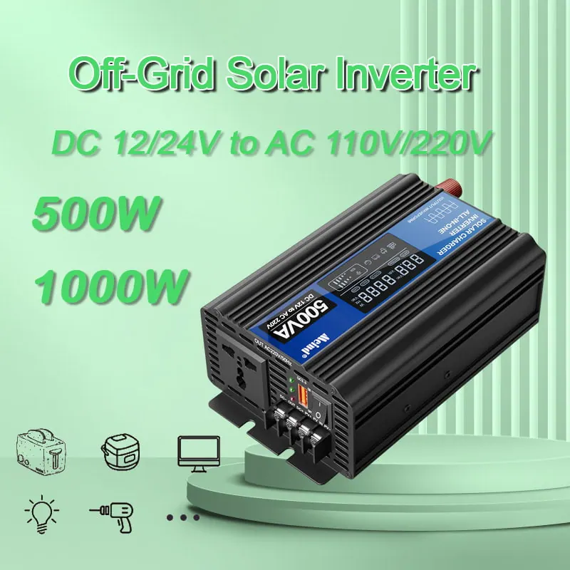500W DC 12V/24V ~ AC 110V/220V ピーク 1000W オフグリッドソーラーインバーター