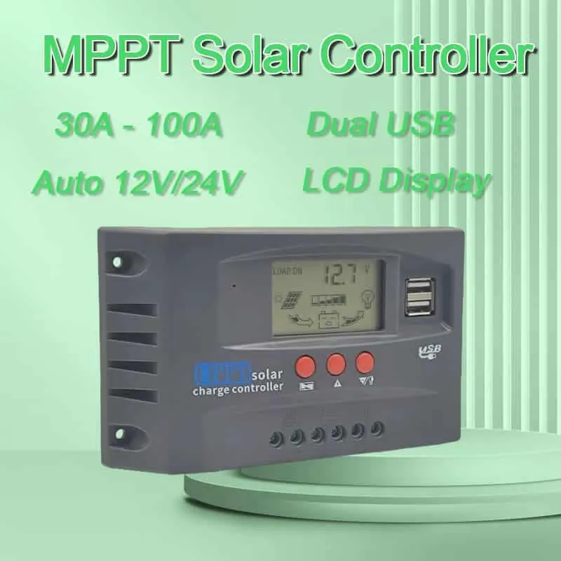 12V/24V 30A 40A 50A 60A 80A 100A Smart MPPT Solar Laderegler mit Dual USB Ports LCD Display
