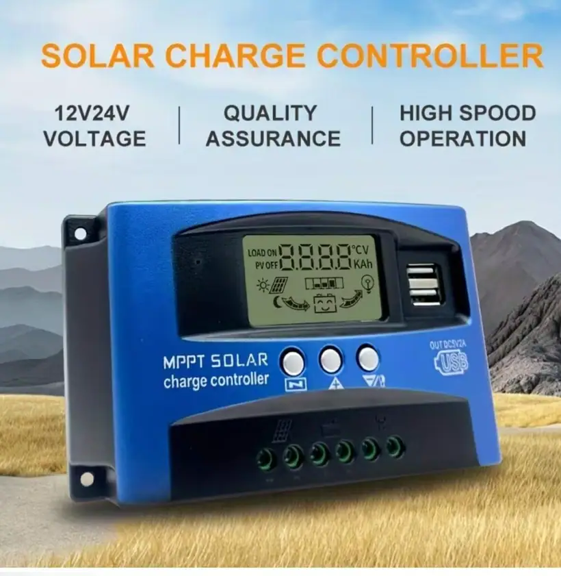 12V/24V 30A 40A 50A 60A 80A 100A Smart MPPT Solar Charge Controller with Dual USB Ports LCD Display detail 2