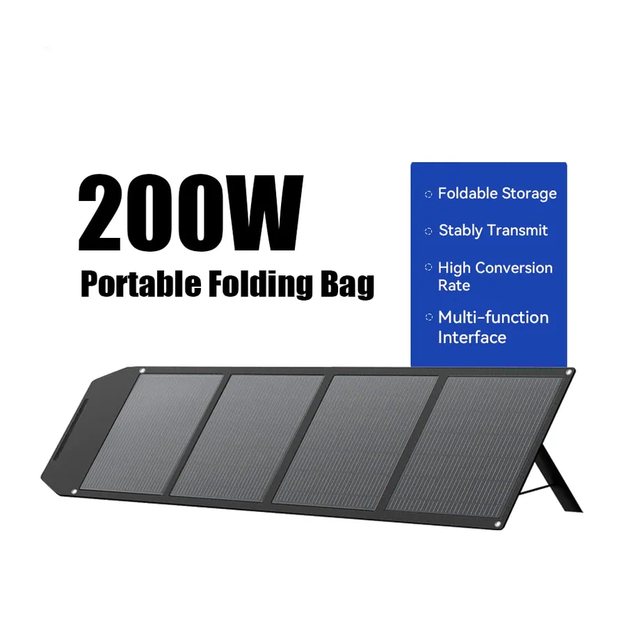 Kit de painel solar dobrável de silicone monocristalino portátil de 200 W USB portátil para acampamento com carregador de celular