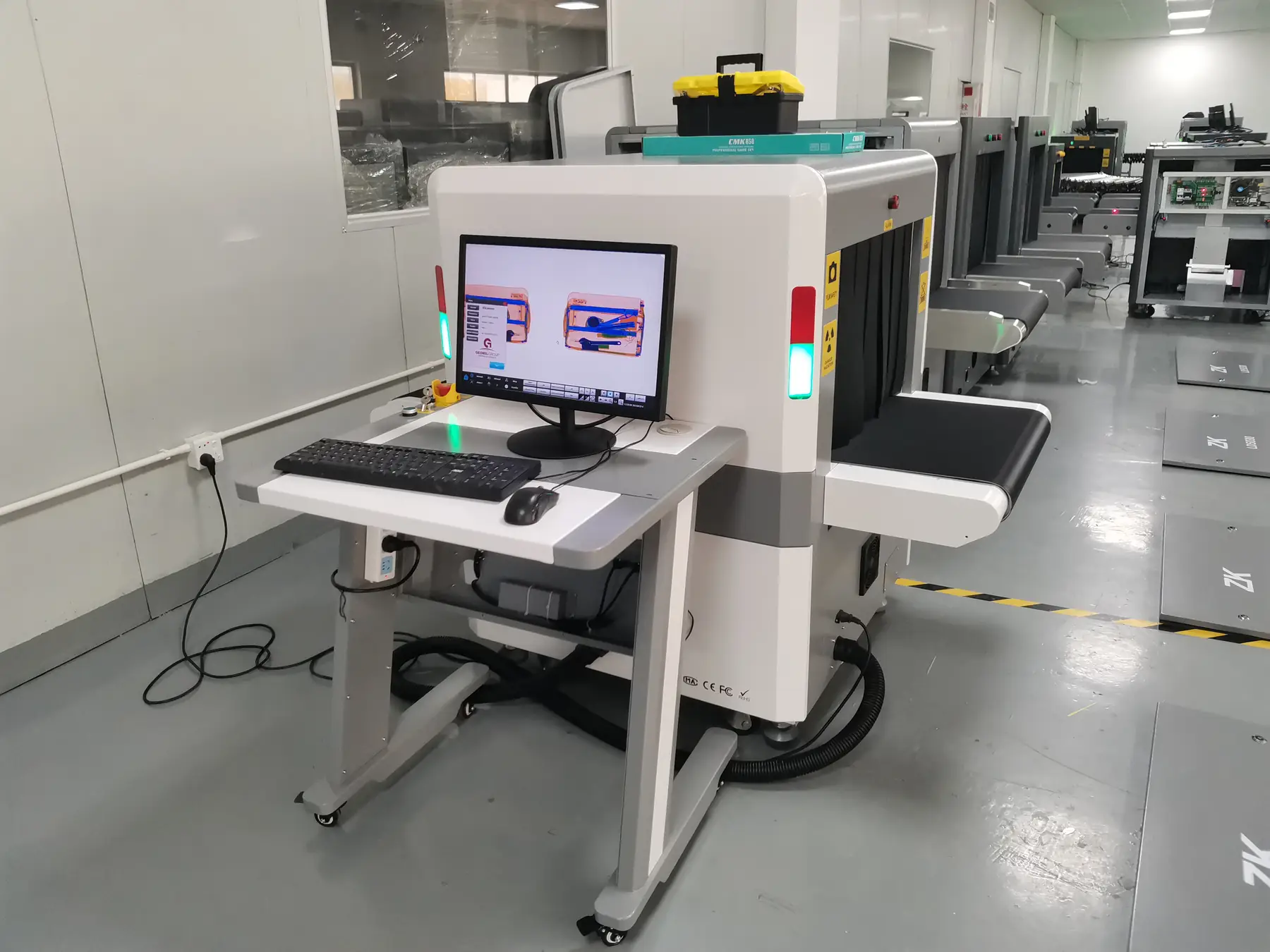 X-ray inspection systems on the production floor in Dongguan before shipment.