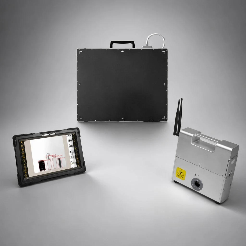 Intelligent portable X-ray inspection system with flat panel and control unit