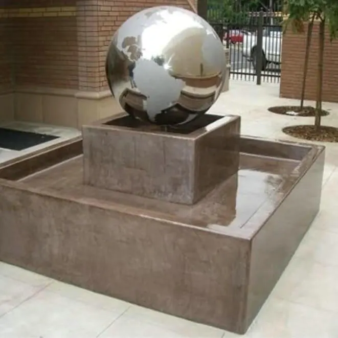 600MM Steel Sphere Water Fountain World Map view 2