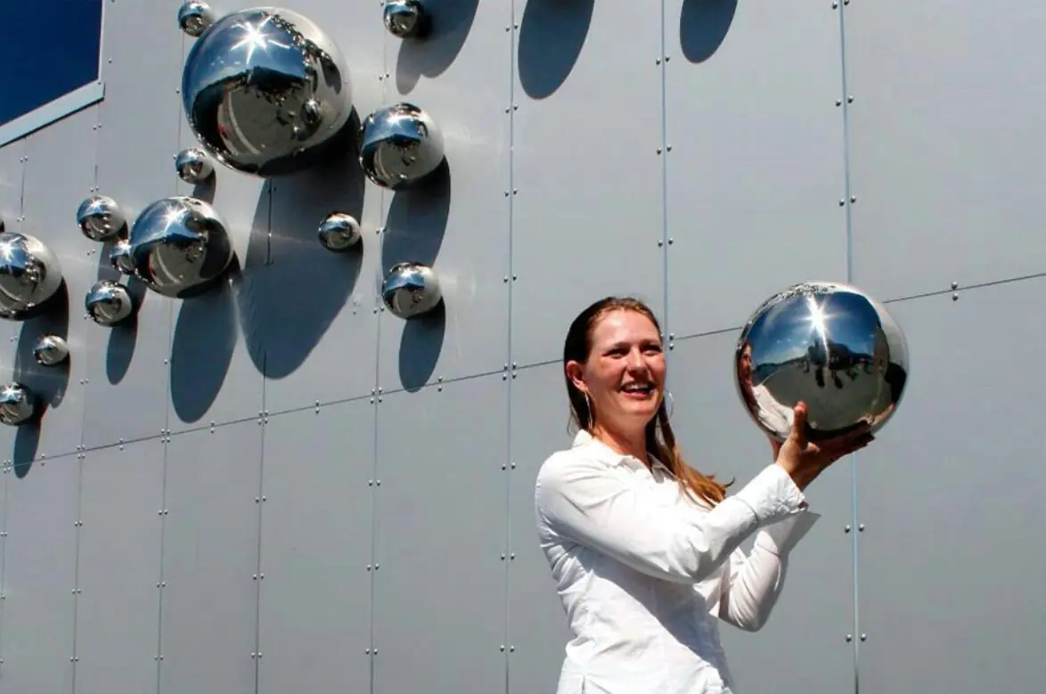 Hollow Steel Balls Wall In Norway photograph 2
