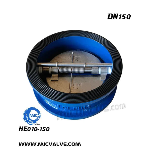 HE010-150 DN150 wafer type check valve with spring-loaded disc and flanged ends