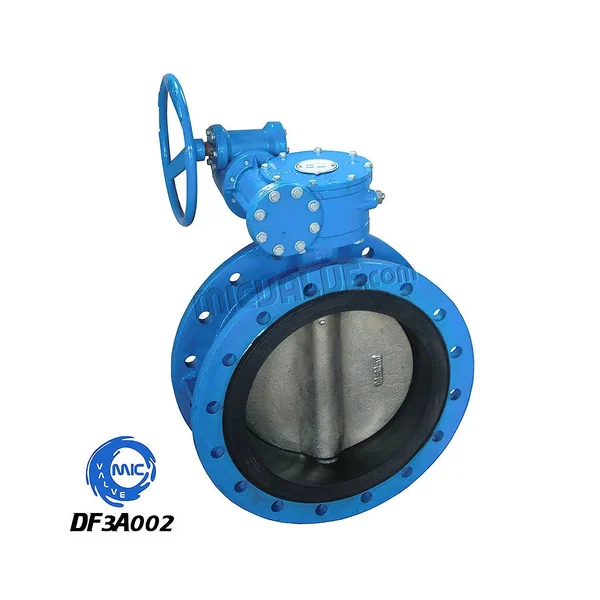 DF3A002 concentric flanged butterfly valve with pin-fixed disc and integrated gearbox