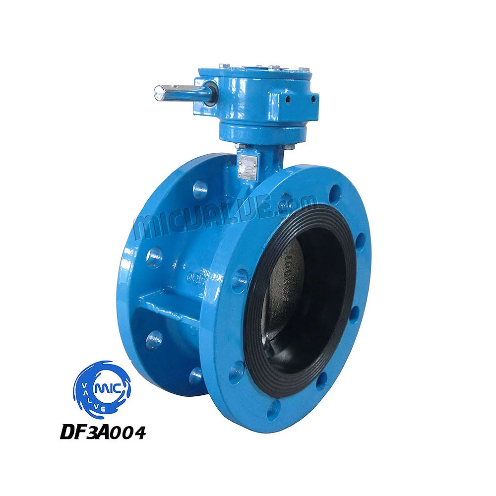 DF3A004 concentric flanged butterfly valve with pin-fixed disc and wormgear operation