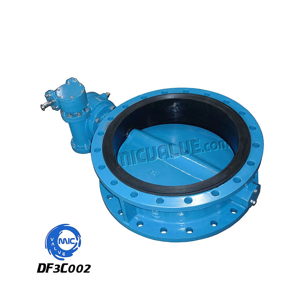 DF3C002 concentric flanged butterfly valve with epoxy coated disc and wormgear actuator