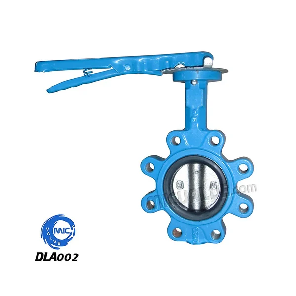 DLA002 lug type butterfly valve in carbon steel with hand lever and threaded lugs