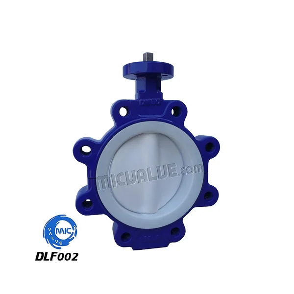 DLF002 lug butterfly valve with PTFE coated disc and hand lever
