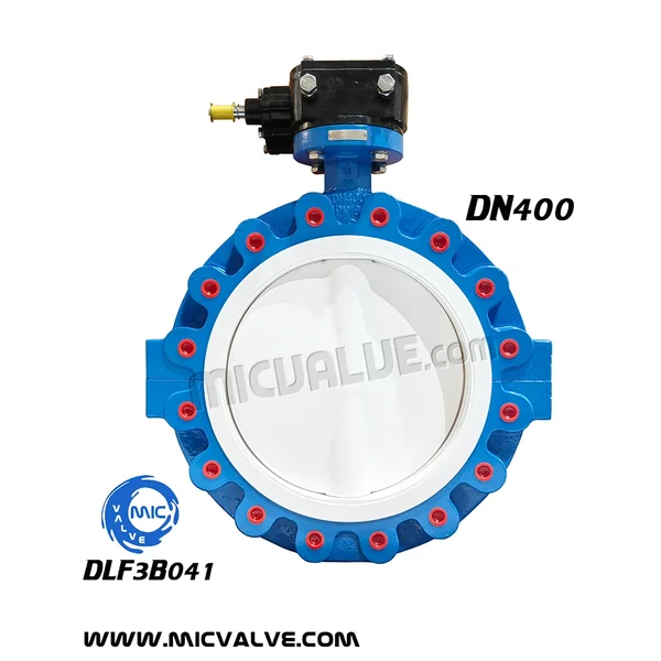 DLF3B041 DN400 anti-corrosive lug type butterfly valve with hand lever and threaded lug holes