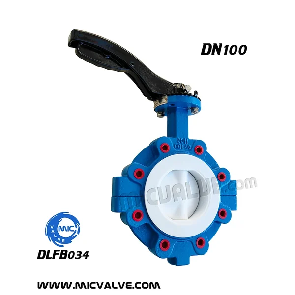 DLFB034 DN100 anti-corrosive lug type butterfly valve with hand lever and corrosion-resistant body