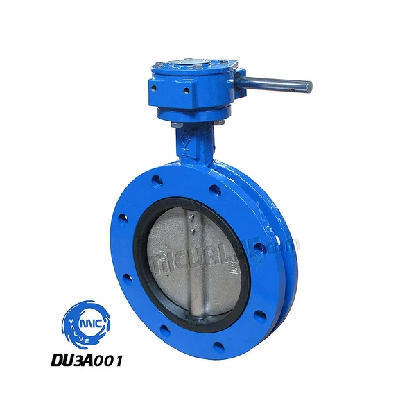 DU3A001 DN200 U type butterfly valve with wormgear actuator and handwheel