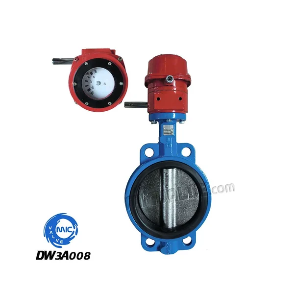 DW3A008 DN50 wafer type butterfly valve with fire signal wormgear actuator and hand lever