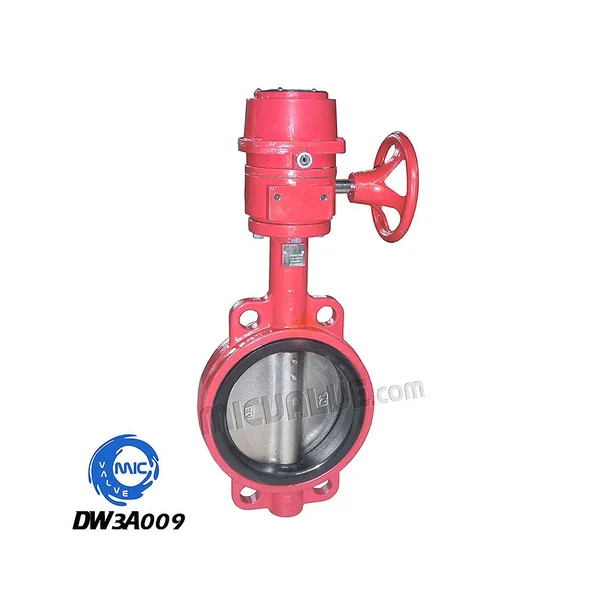 DW3A009 DN50 wafer type butterfly valve with fire signal switch and wormgear actuator