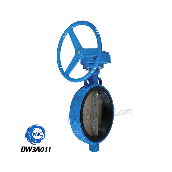 DW3A011 wafer type butterfly valve with two-hole wormgear drive and handwheel