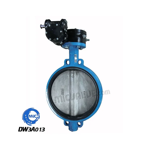DW3A013 DN50 wafer type butterfly valve with wormgear operator and hand lever