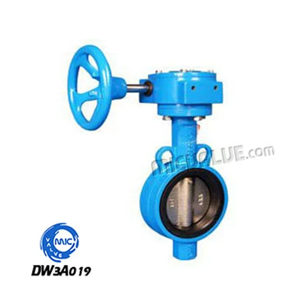 DW3A019 wafer type butterfly valve with 2-hole wormgear and hand lever