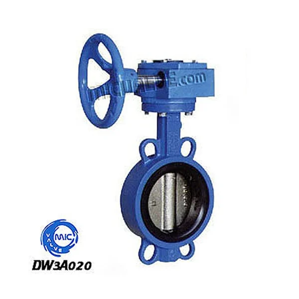 DW3A020 wafer type butterfly valve with wormgear operator and hand lever